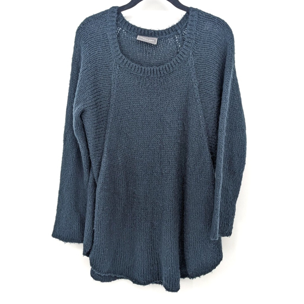Wooden‎ Ships Sweater Womens Small Medium Blue Mohair Wool Knit Pullover Cozy